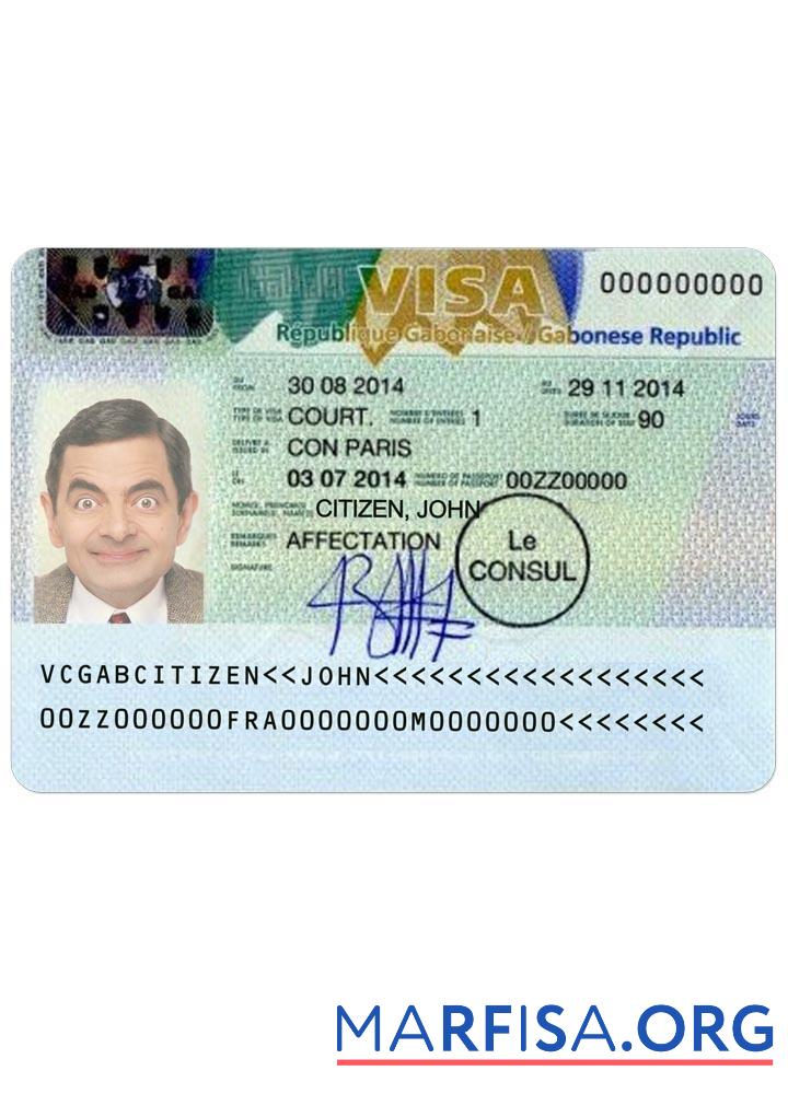 Realistic Gabon visa template